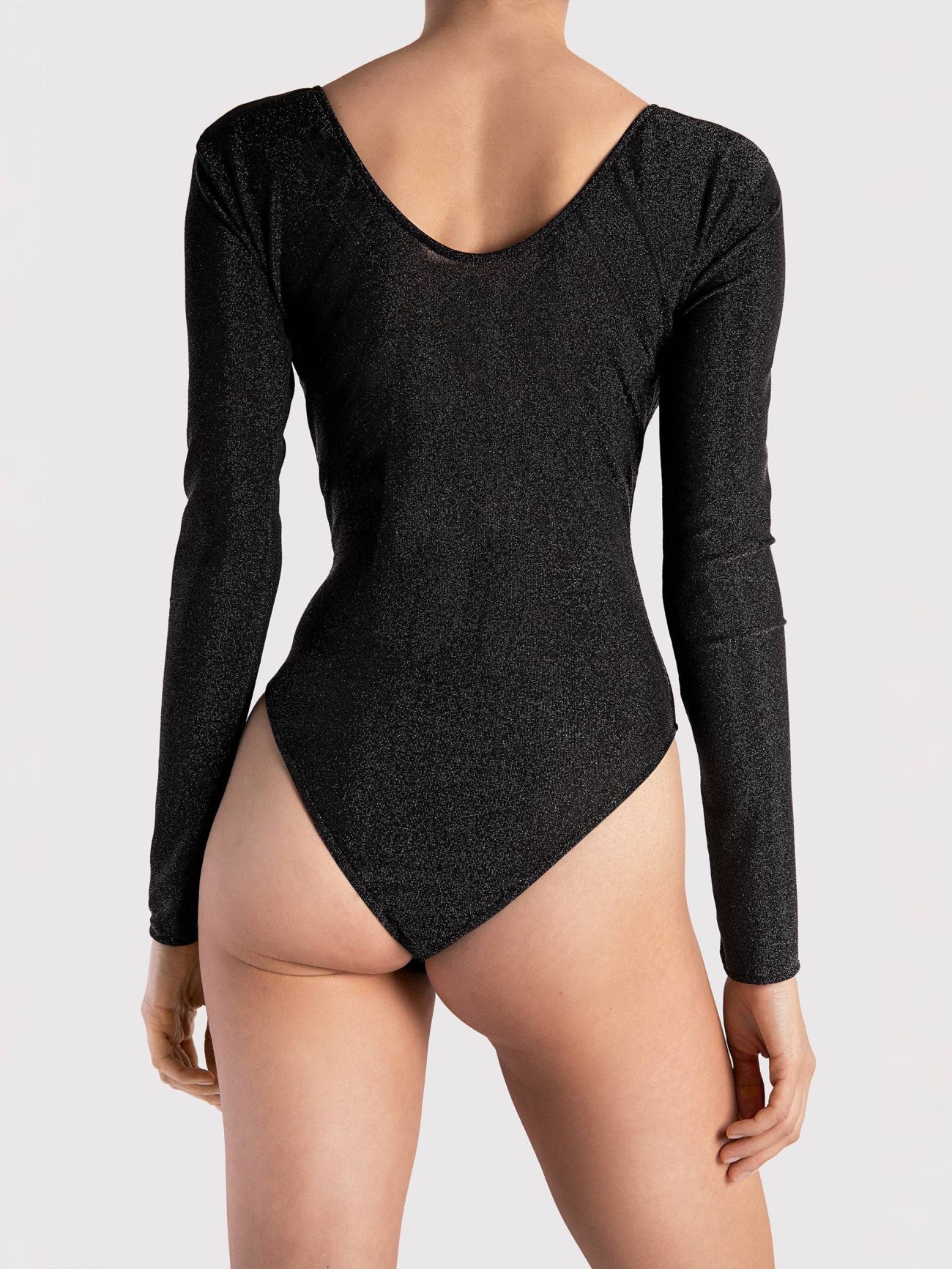  Błyszczące body z długim rękawem - Sally - Fiore - CC000XI0002A3 black 