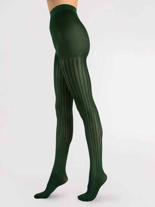  Kolorowe damskie rajstopy w paski - Colour Story 30 den - Fiore - CN030TG6097A4 dark_green 