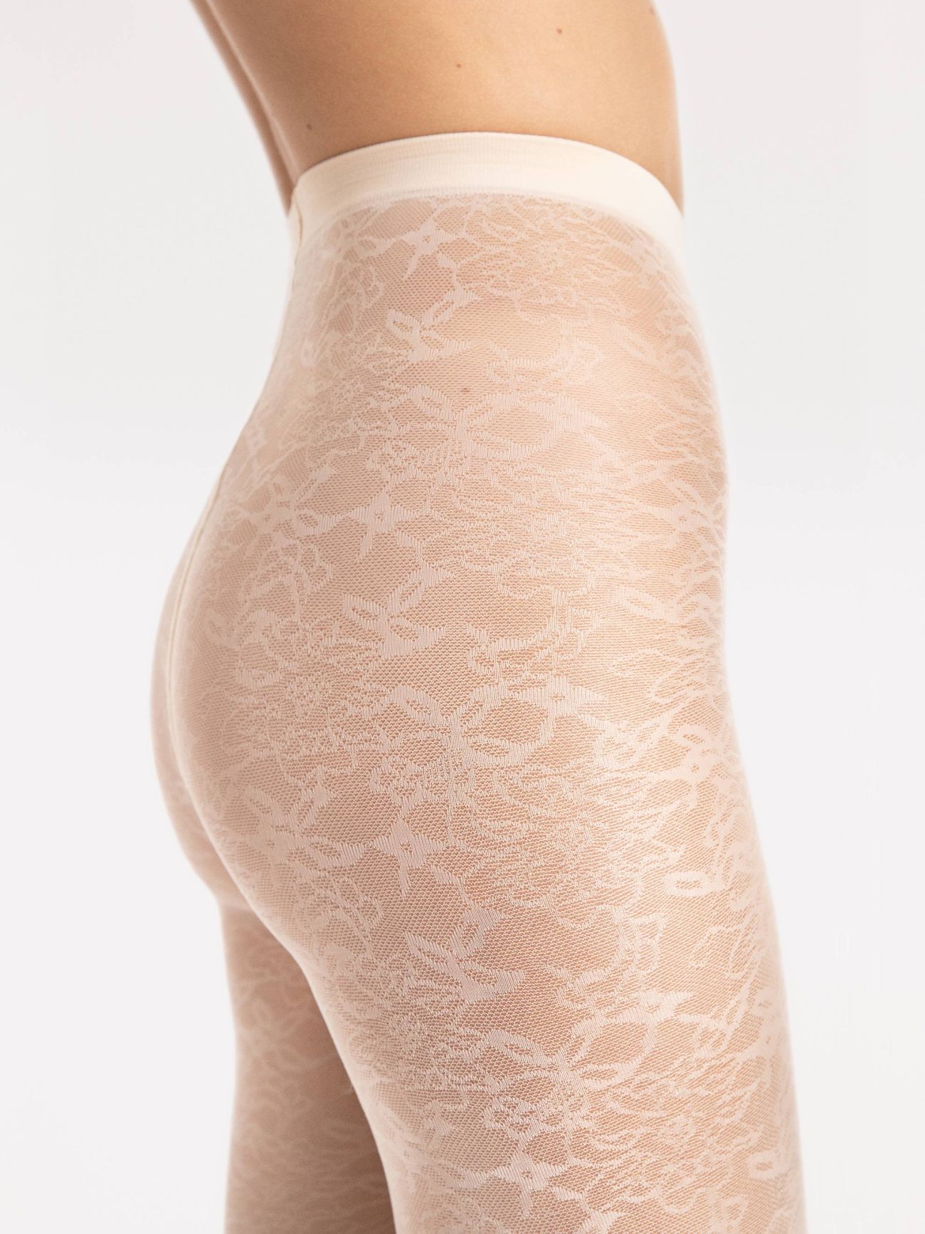  Rajstopy damskie w kwiatowy wzór - Ariel 30 den - Fiore - CN030MG6085A4 ecri 