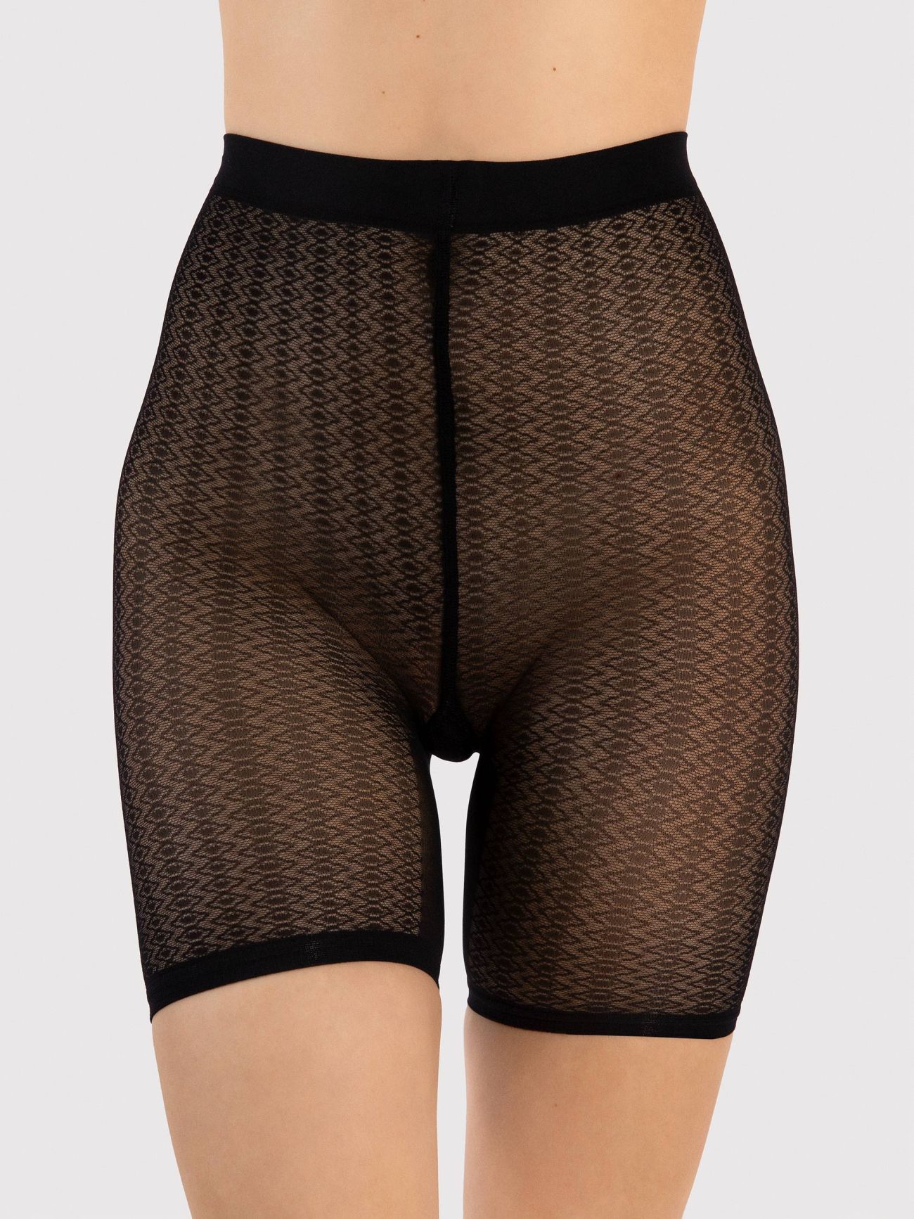  Szorty bikery damskie w geometryczny wzór - Vicky 30 den - Fiore - CN030MM0011A3/4 black 